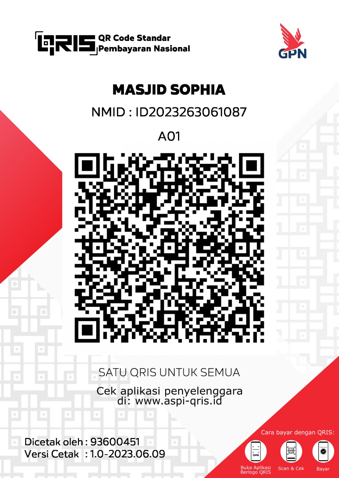 QRIS Sedekah Makan Masjid Sophia